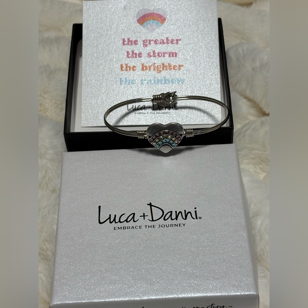 Luca + Danni Silver Heart Bracelet with Rainbow Accents NWT Gift Idea
